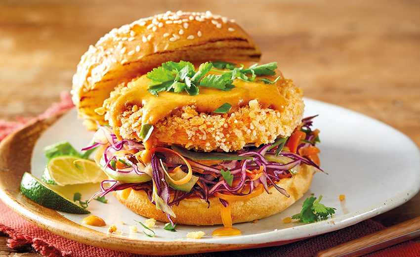 Pumpkin Butternut Squash Katsu Burgers with Fresh Lime Slaw