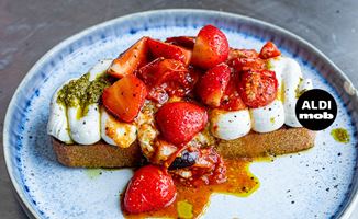 Whipped Goat’s Cheese and Strawberries on Toast