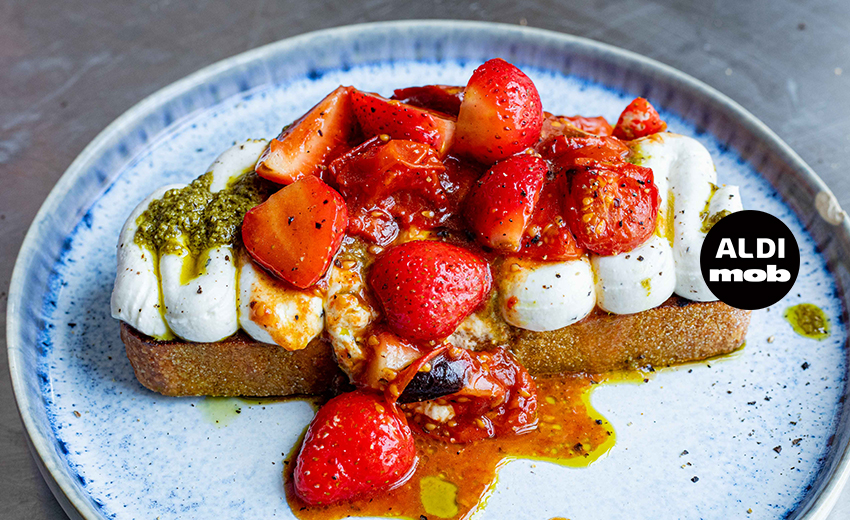 Whipped Goat’s Cheese and Strawberries on Toast